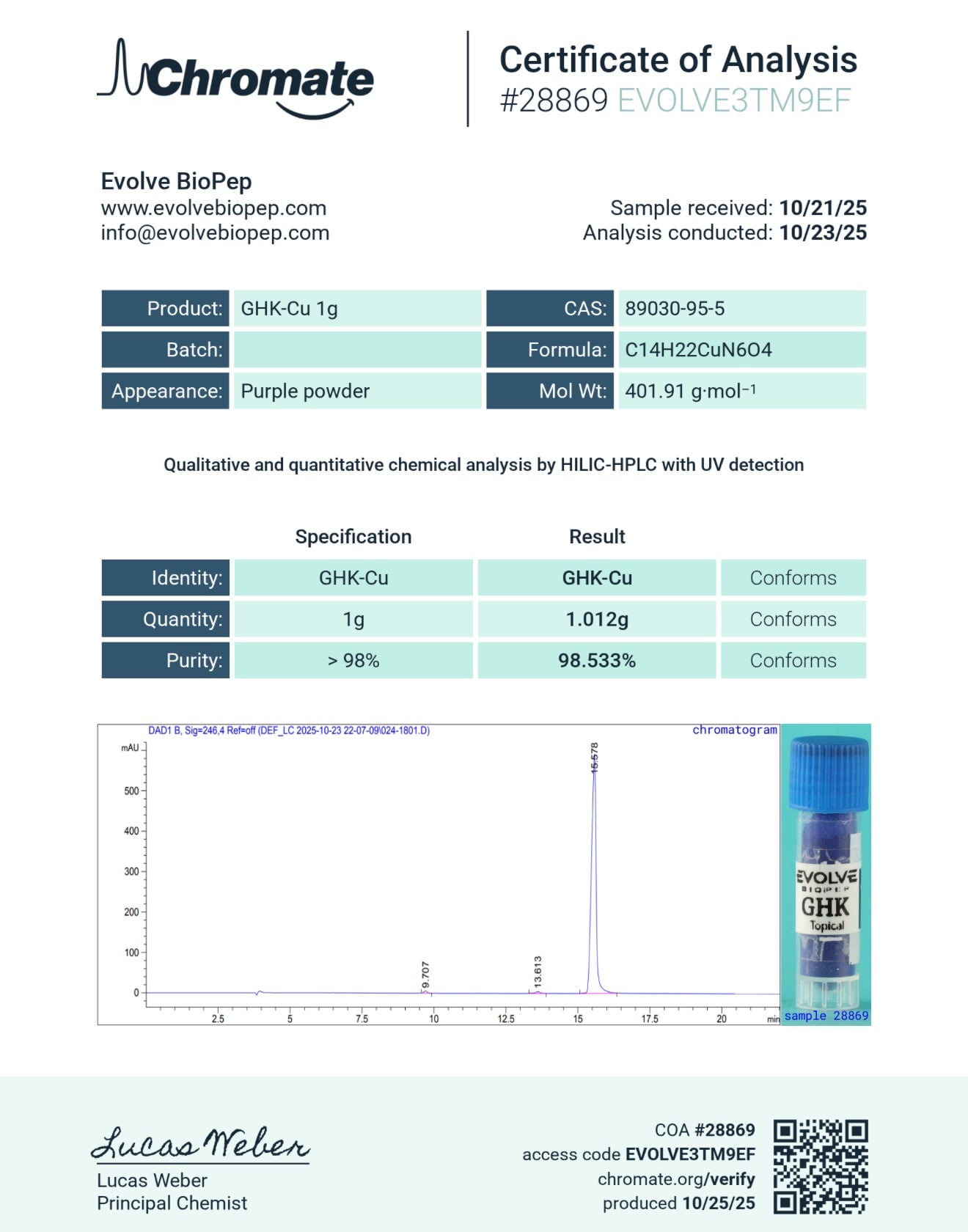 GHK-CU 1g Raw Powder Copper Tripeptide Research Peptide - Image 2